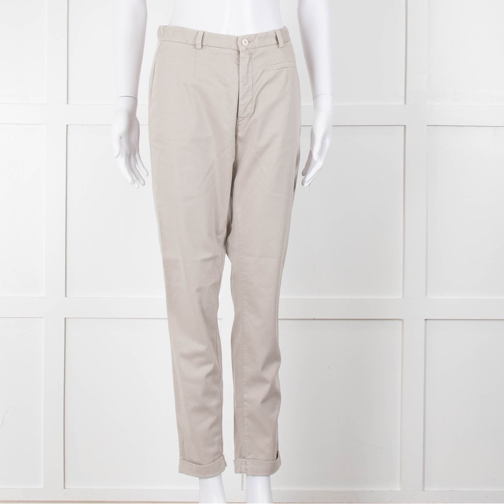 Transit Par Such Italy Cream Ivory Tapered Lagenlook Ankle Crop Trousers Pants